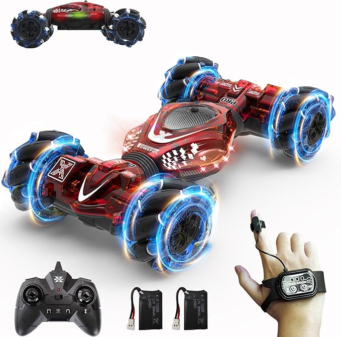 Gesture RC Car1:24 4WD Transform Off-Road Stunt Car with Gesture &amp Remote Control 360° Flips Drift Vehicle with LED Lights Music All Terrain Toy Cars Gifts for Boys Girls Age 6-12