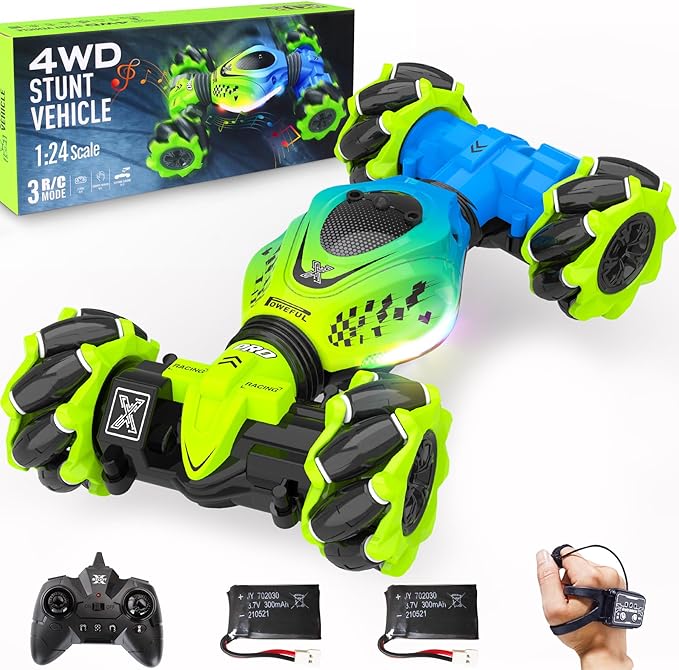 Gesture Sensing RC Stunt Car Boys Toys Age 6-8-12 4WD Hand Controlled Remote Control Twist Car with Light Music Cool Birthday Presents and Ideas Gifts for Kids Age 7 9 10 11 12 Years Old