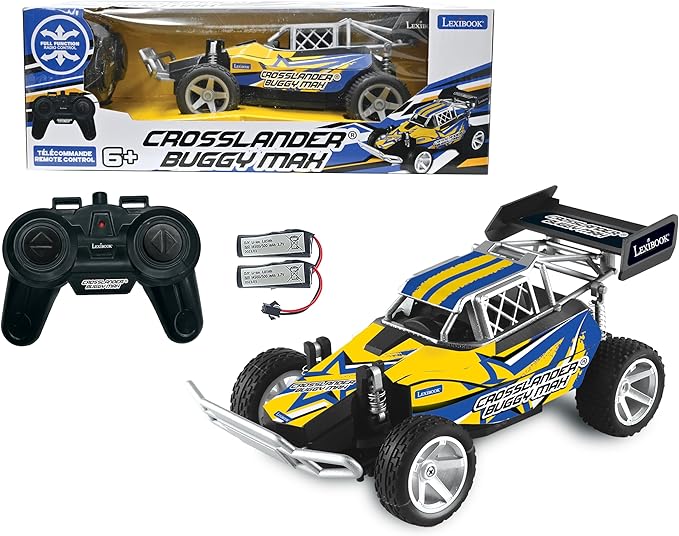 Lexibook Crosslander® Buggy Max RC Off-Road Buggy Up to 15km/h Remote Control and 2 Rechargeable Batteries Included Blue/Yellow RC22