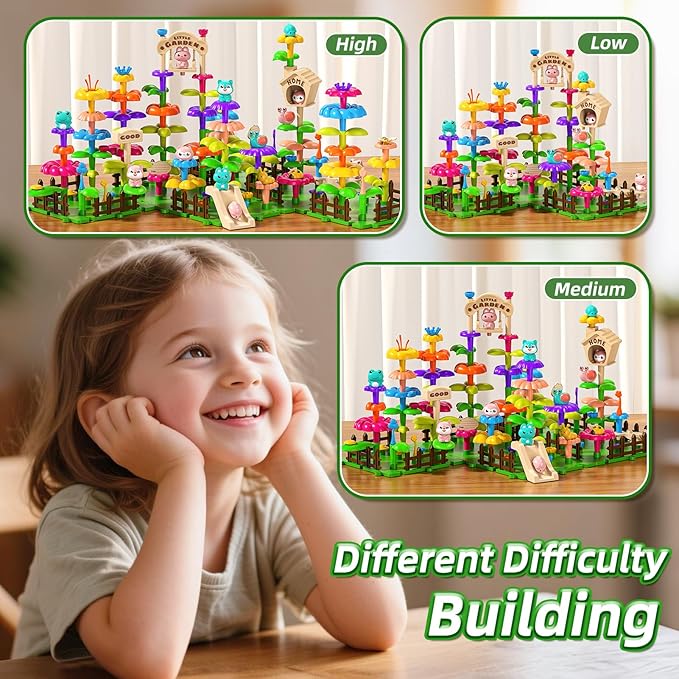 145 Pcs Toys for 3 Year Old GirlToddler Gardening Set Flower Garden Toy Girls Building Sets Best Educational Learning Fine DIY Crafts Stem Construction Stacking Kitfor 3 4 5 6 7 Years Kids