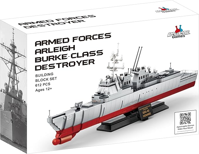 Apostrophe Games Navy Destroyer Building Block Set – 612 Pieces - Building Block Set for Kids and Adults - Compatible with All Building Bricks