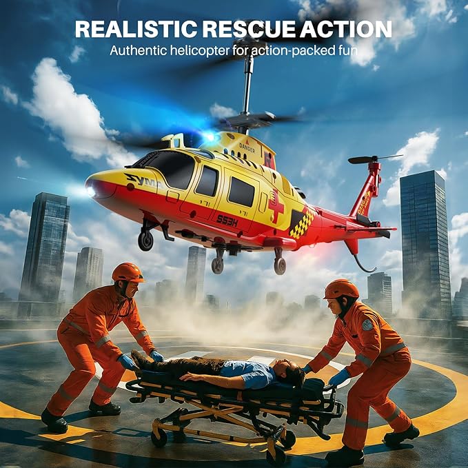 SYMA S53H Remote Control Helicopter with Simulation Rescue Design One Key Take-Off Altitude Hold Low Battery Alert for Boys and Enthusiast 8.66x2.36x3.7 in