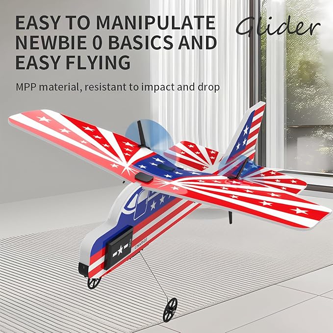 Remote Control Airplane Glider for Kids &amp Adults - 2.4GHz Long Range Auto-Balancing &amp Durable MPP Material RC Glider Plane - Easy to Fly Beginner-Friendly Outdoor Flying Toy Gift