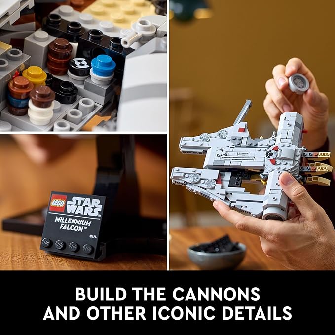 LEGO Star Wars Millennium Falcon A New Hope 25th Anniversary Collectable Model - DIY Building Sets for Adults Men &amp Women Ages 18+ - Comes with Display Stand - Star Wars Gift - 75375