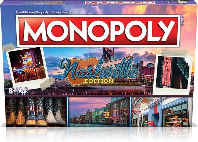 Monopoly Board Game Nashville Edition: 2-6 Players Family Board Games for Kids and Adults Board Games for Kids 8 and up for Kids and Adults Ideal for Game Night