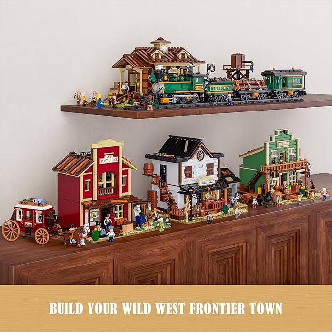 Wild West Blacksmith Lighting Building-Bricks Set - Western Forge House 2042 Pcs Collection Display Set for West Lovers