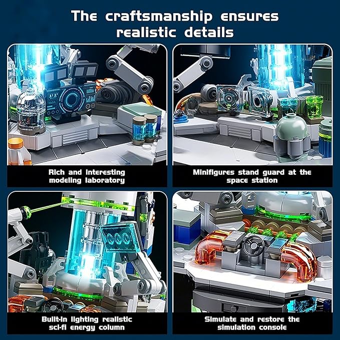 Space Station Globe Building Set for Adults- 1793 Pcs Globe Display Model with Illumination Modes 360° Rotatable LED Educational Stem Toys Birthday Gifts for Boys Teen Home Decor