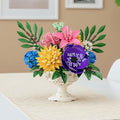 Botanicals Flower Bouquet Building Block Sets Includes Hydrangea Dahlia Azalea Artificial Flowers Arrangement With Vase Valentine's Day Gift For Her Women Girls Floral Table Centerpiece