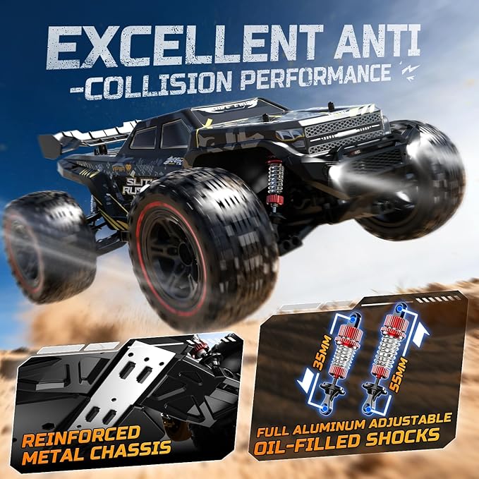 DEERC 209E 1:10 Fast Brushless RC Car for Adults &amp Boys 60+ KMH High Speed 4WD Off-Road Remote Control Truck with 2 x 3S Batteries &amp Extra Swing Arms Hobby Grade Racing Car RC Crawler Gift