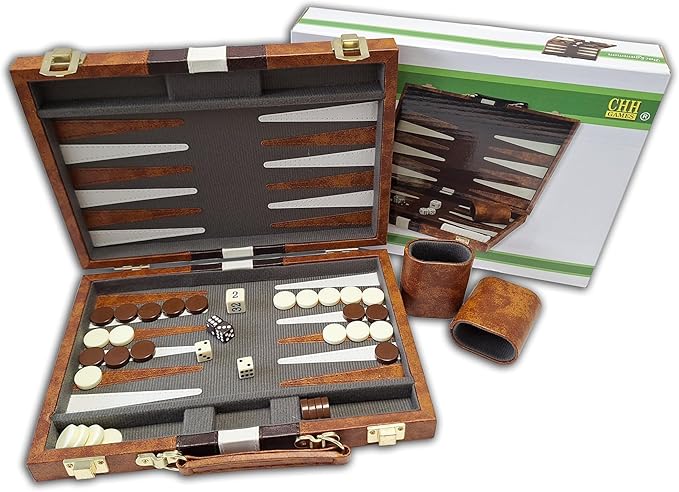 CHH Vinyl with Ripes Backagammon Set Brown 11