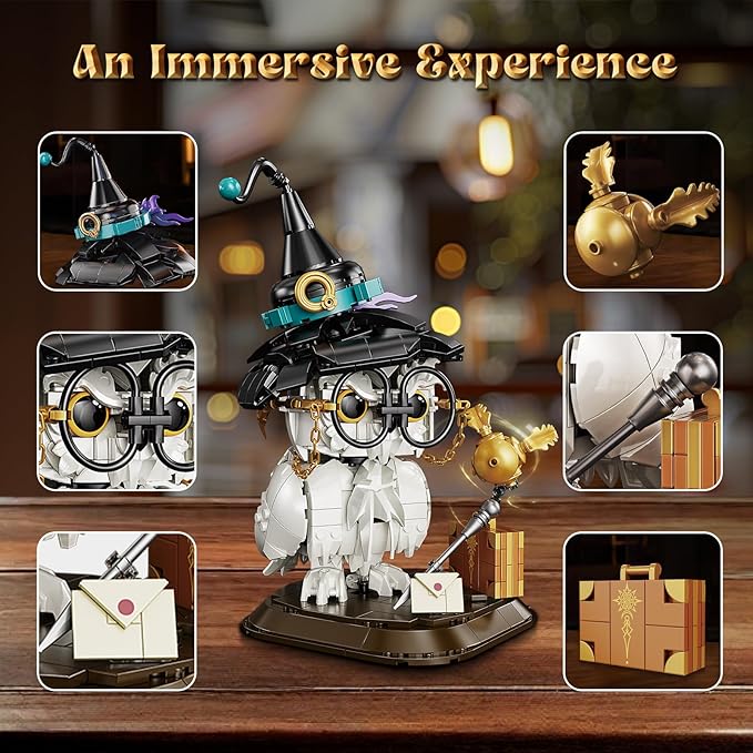 Owl Animal Building Set for Kids Collectible Magic Bird Model Toys Compatible with Lego Animal for Adults Creative Home Decor and Office Art Gifts Toys for Boys and Girls Aged 8+