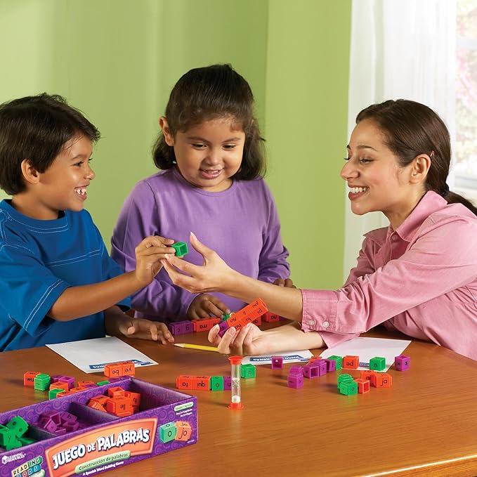 Learning Resources Juego de Palabras Spanish Reading Rods Word Game - Spanish Learning Board Games for Kids Bilingual Language Games