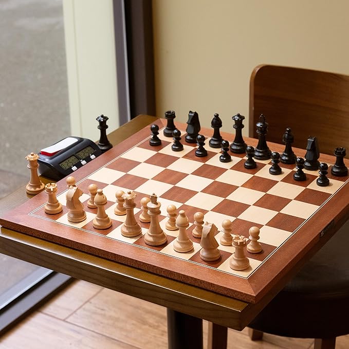 A&ampA 17.25 Professional Wooden Chess Board with Storage Bag/Mahogany &amp Maple Inlaid / 1.75 Squares w/o Notation