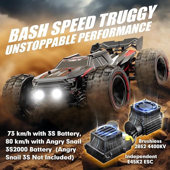 HYPER GO H14BM V3 1/14 Brushless RC Cars for Adults Fast 50 mph RC Trucks 4X4 Offroad Waterproof Electric Powered High Speed RC Car Fast Extreme RC Truggy with 3S Battery for Snow Sand