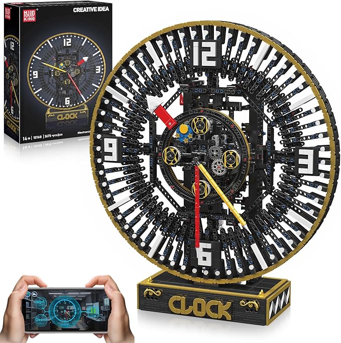 Mould King Cyberpunk Grand Clock Building Blocks Set 3675+ Pcs Real-Time Clock Model Kit with Mechanical Gears App Control Electric Building Model Kit Creative Gift Toys for Adults Teens