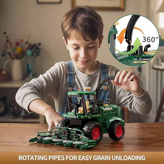 Technic Tractor Building Block Set Farm Truck &amp Harvester Building Toys with Moveable Grain Head Stem Construction Vehicles Model Christmas Birthday Gift for Adults Boys Age 8-12(1162Pcs)