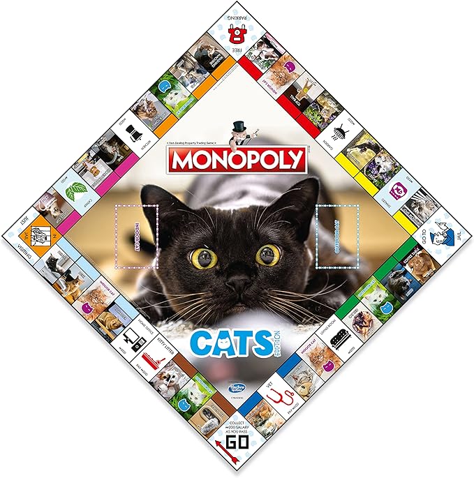 Cats Monopoly Board Game English Edition Play with Your Favourite felines with Bespoke Tokens and Trade Your Way to Success Fun Family Board Game for Ages 8 and up