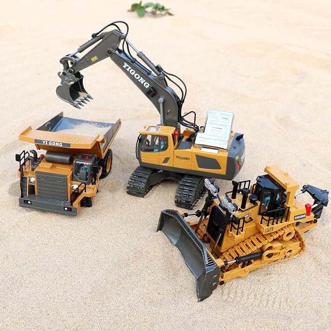 Dwi Dowellin Rc Bulldozer Toys for BoysConstruction Remote Control Bulldozer with Metal bulldozing Shovel Lights/Sounds for Kids Boys