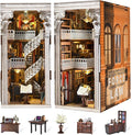 Book Nook Kit DIY Dollhouse Booknook Book Nook Miniature Kit for Bookshelf Insert Decor Crafts for Adults Teen Halloween 3D Wooden Puzzle with Led Light (Law Library)