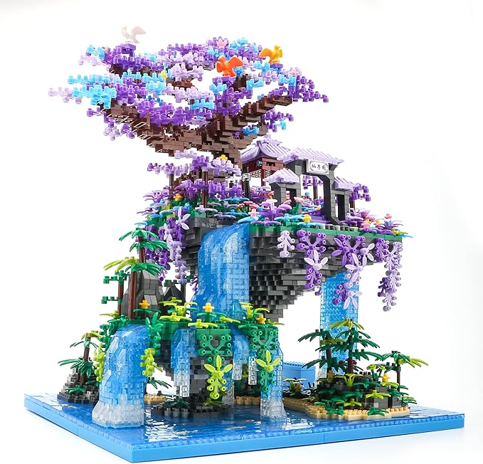 The Moon Palace Chinese Architecture Micro Building Blocks Set with LED Lights 4574PCS Cherry Blossom Tree Model Kit Collectible Cultural Gift for Adults &amp Teens