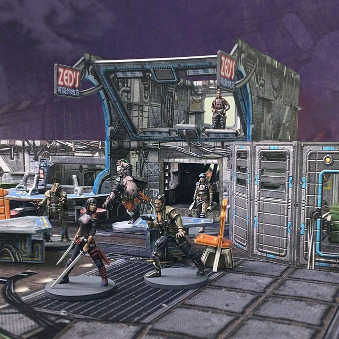 Battle Systems Core Space Shootout at Zed’s Expansion Set - Miniatures - Board Game - Event Cards - Modular 3D Terrain - Wargaming BSGCSE001