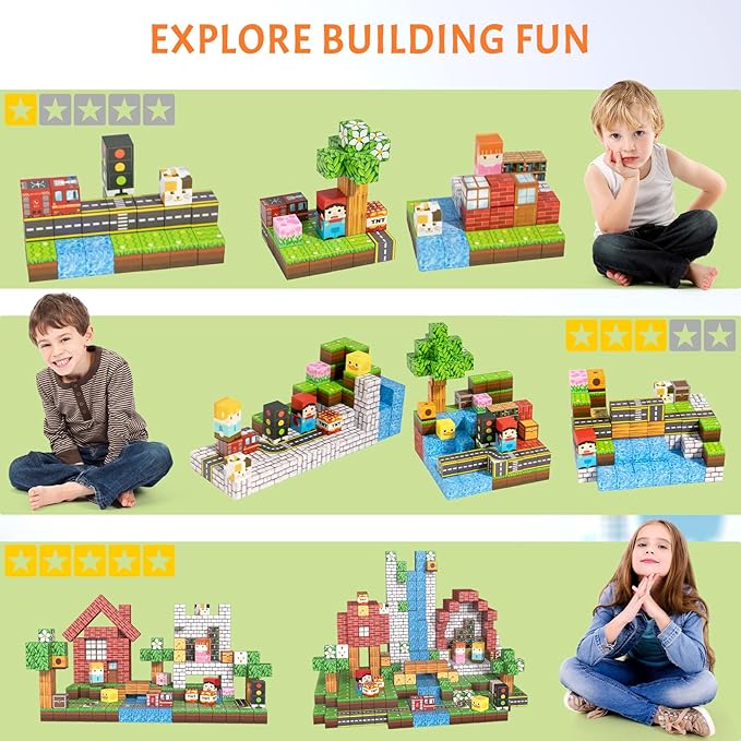 Vdealen 300 PCS Magnetic Blocks-Magnetic Building Blocks Stacking Magnetic Cubes Toy for Kids STEM Montessori Sensory Toys for Boys and Girls Age 3 4 5 6 7 8 9 10 11 12 Christmas Birthday Gift