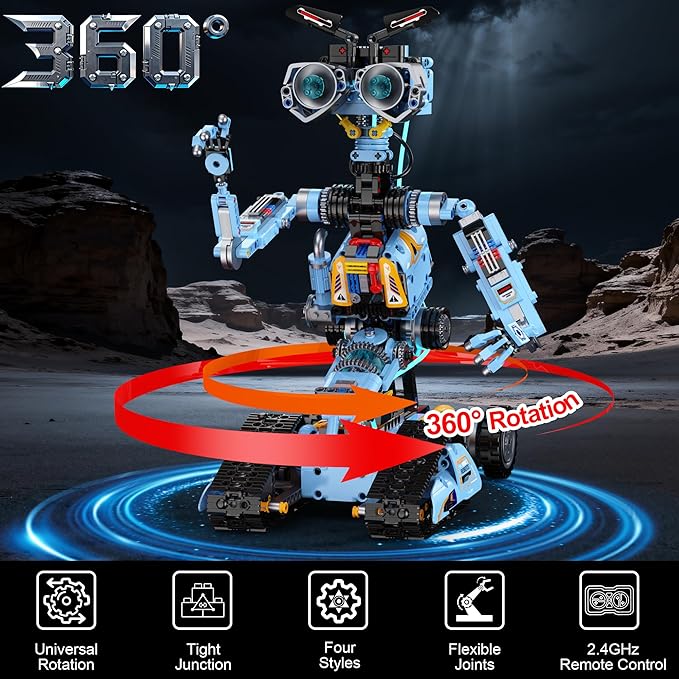 zinat 4-in-1 STEM Robot Building Kit with Remote Control Multiple Robot Designs Educational DIY Blocks Toy Birthday for Kids 6-14 &amp Adults - 824Pcs