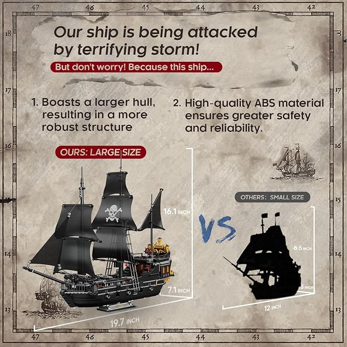 Pirate Ship Building Kit Black Pearl Caribbean Pirate Ship Mini Building Block Sets for Adults Pirate Ship Toys Gift for Kids Boys 8-12 Not Compatible with Lego Pirate Ship Set 1424 PCS