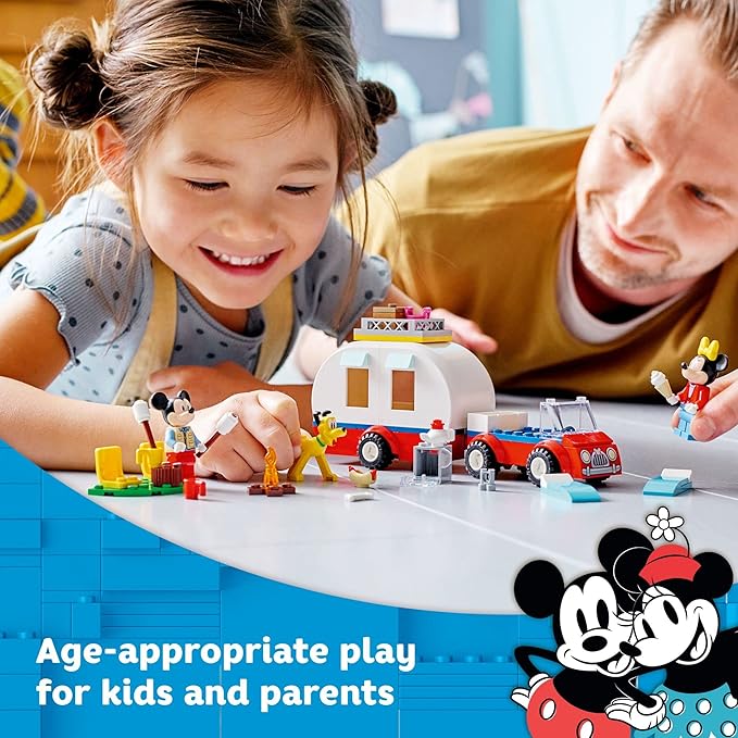Lego Disney Mickey Mouse and Minnie Mouse's Camping Trip 10777 Building Toy with Camper Van Car &amp Pluto Figure for Kids 4 Plus Years Old