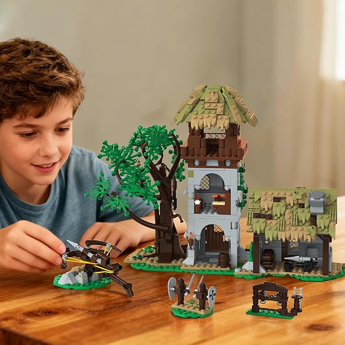 Medieval Building Set Knight Training Ground Buildings Blocks for Adults Teens DIY Toy Model Kits for Adult Boys Girls 12+ Home Office Art Decor Holiday Christmas Birthday Gift 1109PCS