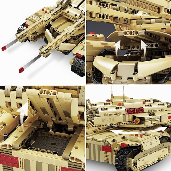 Mould King 20011 Technology MOC Building Block Tank Remote Control Rechargeable Military Mammoth Tank RC Tank Model Kits for Adult 3296 Pieces