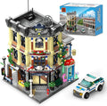 AsmrCap City Police Station Building Set for Boys Police Station Toy with Police Car Four-Floor Police Station with Office Interrogation Room Rooftop Radar Coffee Shop 2066PCS