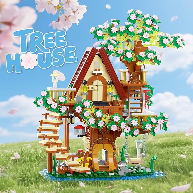 3 in 1 Cherry Blossom Treehouse Building Set Ideas Flower Tree House Set for Adults Collectible Creative Sakura Garden Toys Gifts for Teens 14+ (995 PCS)