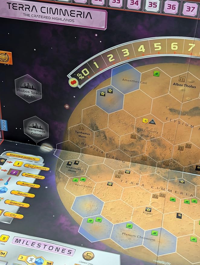 Terraforming Mars Utopia &amp Cimmeria - Double-Sided Game Board with New Maps and Awards - for Ages 12+ and 1 to 5 Players