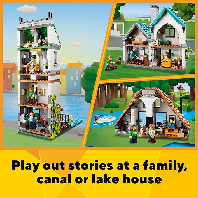 LEGO Creator 3 in 1 Cozy House Building Toys - Toy Figures &amp Pretend Play Playsets for Boys &amp Girls Ages 8+ - 3 Building Options - Gift for Birthdays - 31139