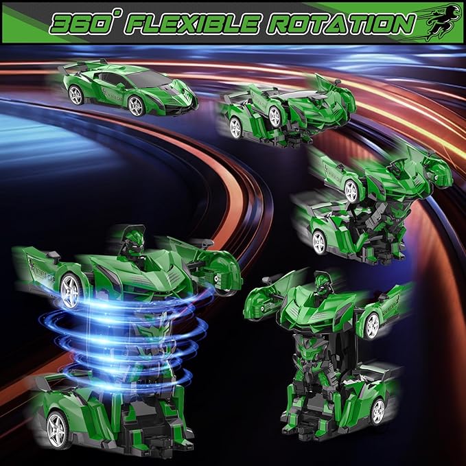 BLUEJAY Transform Rc Cars for Boys 4-7 8-12 2.4Ghz Remote Control Car 1:18 Scale Transforming Robot One-Button Deformation 360° Rotation Car Toy Gifts for Boys 3-5