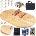 24.8in Wood Horse Race Board GameFoldable Horse Racing GameLarge Sizewith 11 Premium Metal Horses96 Chips2 dice2 Boxes of Playing CardsStorage BoxLarge Storage Bag and Instruction Manual