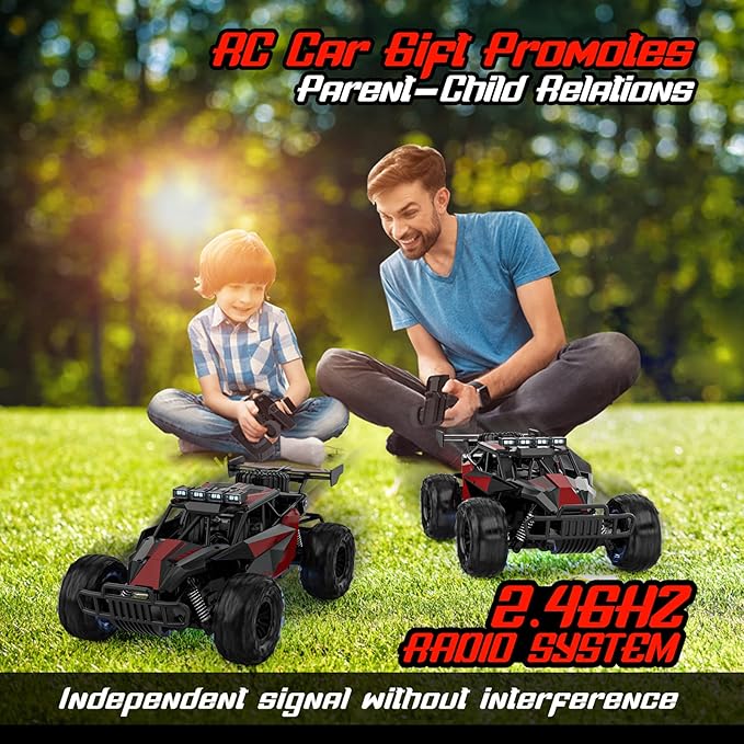 BLUEJAY Remote Control Car 2.4GHz High Speed 33KM/H RC Cars Toys 1:12 Monster RC Truck Off Road with LED Headlight and Rechargeable Battery Gifts for Adults Boys 8-12