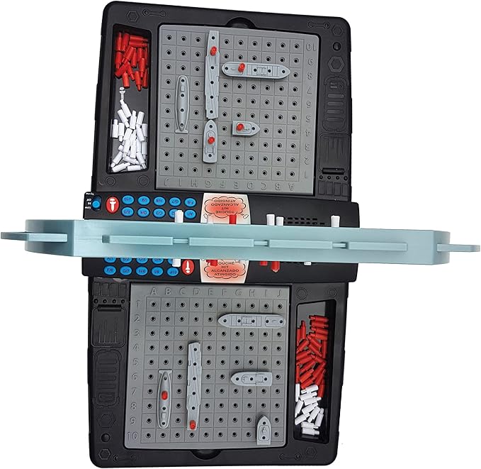 Talking Sea Battle (French English Spanish Portuguese) Electronic Board Game 1 or 2 Players Interactive Light and Sound Effects Strategy batteriy Operated Grey/Black GT2800i1