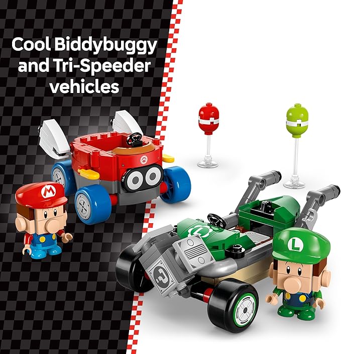 LEGO Super Mario: Mario Kart Baby Mario vs. Baby Luigi - Collectible Toy Building Set for Kids Boys and Girls Ages 8+ - Nintendo Toy for Fans - Gift Idea for Birthdays - 72034