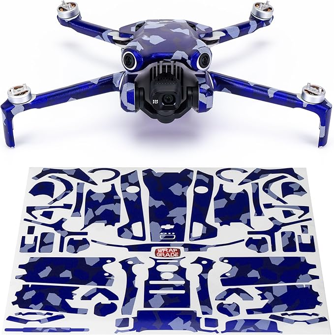 WRAPGRADE Skin Stickers Compatible with DJI Mini 4 Pro | Full Wrap (Stratospher Blue Dot Camo)