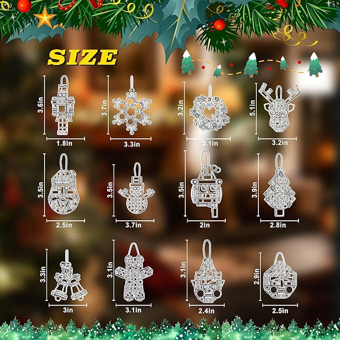 Xalvitra Christmas Ornaments Building Blocks Set Gift for Kids Xmas Party Favors Bricks 12 Pcs Toys Suitable for Home Decorations Goodie Bags Fillers Classroom Prizes for Boys or Girls 6-12