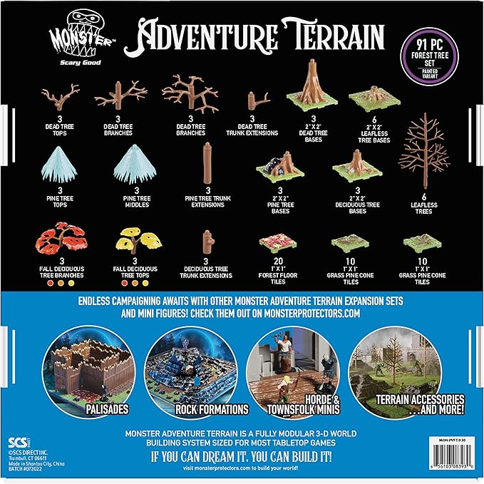Monster Adventure Terrain 3D Interchangeable Builder System - 91pc Painted Fall Forest Set w Base - Build Modular Worlds in a Snap &amp Elevate Your Campaign - Compatible with DND Dungeons &amp Drag