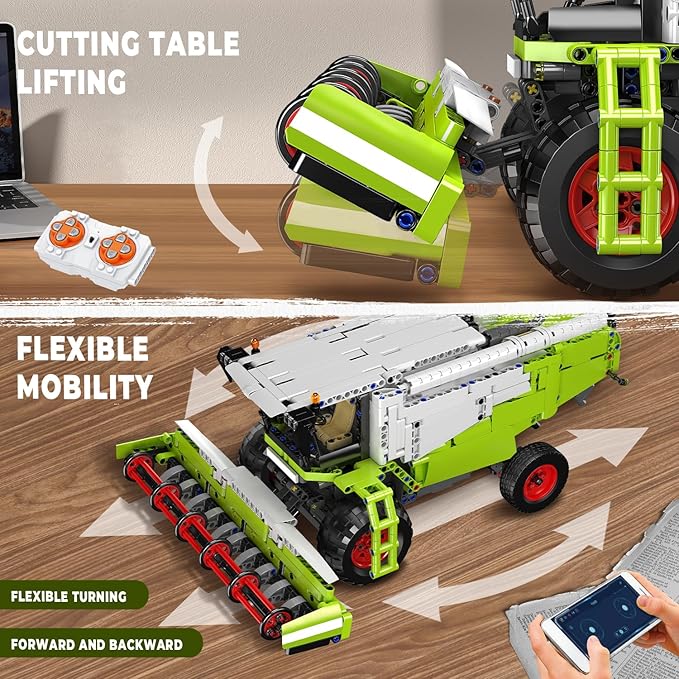 Mould King 17014 Wheat Harvester Building Blocks Set Tractor Truck Building Kit with Motor Farm Truck Construction Vehicles Toys DIY Assembly STEM Car Model for Adults (1265 PCS)