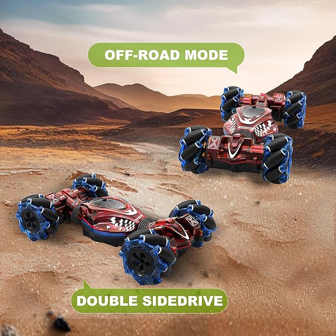 Gesture RC Car1:24 4WD Transform Off-Road Stunt Car with Gesture &amp Remote Control 360° Flips Drift Vehicle with LED Lights Music All Terrain Toy Cars Gifts for Boys Girls Age 6-12