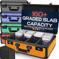 VALUN ORANGE 160+ Slab Graded Card Storage Box (4 ROWS) Durable Sports PSA Card Storage Box - Organizer Slab for Your Collection - For Baseball Football TCG MTG Cards - Top Loader Design