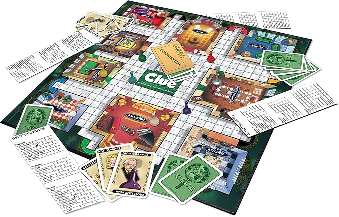 Clue Classic with 1949 Card Artwork &amp Suspects by Winning Moves Games USA Original Whodunnit Murder Mystery Game with Metal Weapons for 3to 6 Players Ages 8 and up