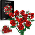 Red Rose Flowers Bouquet Building Set - Valentine's Day Gift Compatible with Lego Flowers for Adults Women Collection Christmas Mother's Day Valentine's Gifts Home Decor