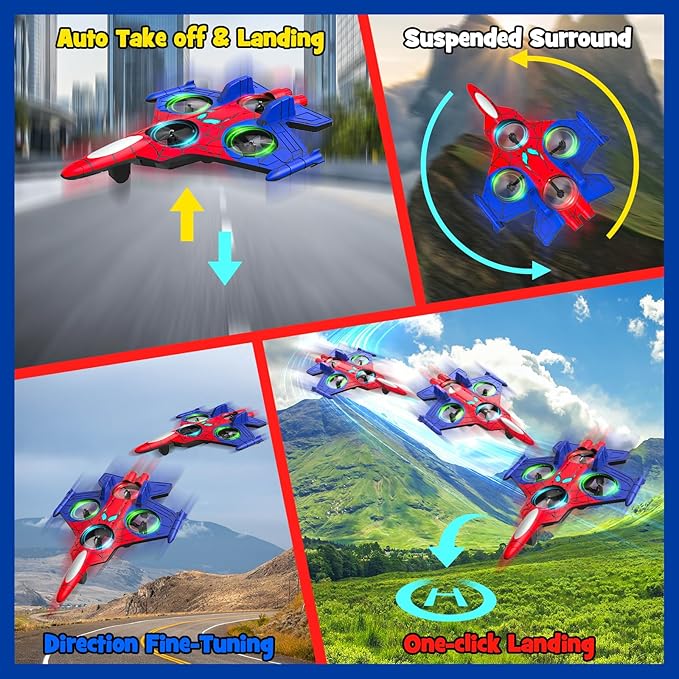 Spider Mini Drone Foam Remote Control Airplane for Kids 2.4GHz RC Jet with LED Lights 360° Stunt Flips and Rolls Easy to Fly Toy Plane Gift for 8 9 10 12+ Year Old Boys Girls