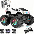 Remote Control Car RC Trucks with Lights and Music360°Rotating 4WD Stunt RC Cars Toys for Kids 2.4 GHz Rechargeable All Terrain RC Toys Presents for Girls Age 3-10
